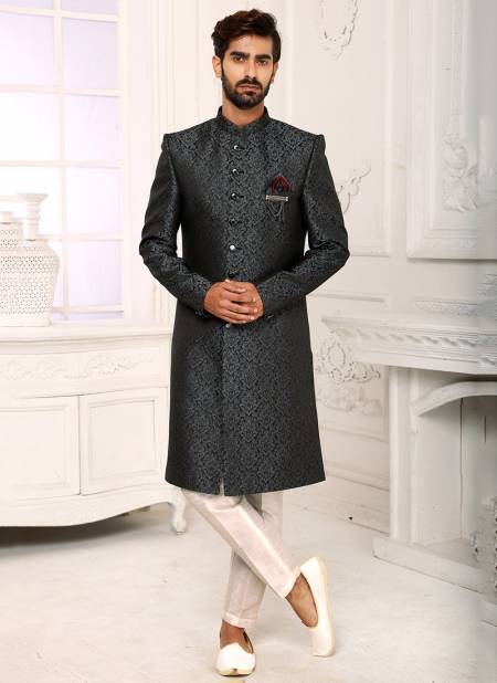 Light Black Colour Party Wear Mens Indo Western Collection 1171